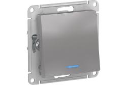 Механизм переключателя SYSTEME ELECTRIC Atlas design 1 клавиша с подсветкой алюминий ATN000363