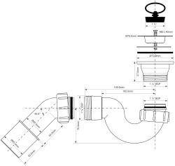 Сифон трубный MCALPINE для ванны и душевого поддона MRB3
