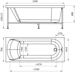 Ванна акриловая RADOMIR Николь экран 168*70 см