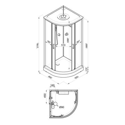 Душевая кабина TRITON Прайм-Блэк Вельвет 90*90 см