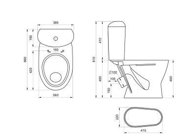 Унитаз-компакт SANTERI Версия Комфорт 1P4033S0000BF 