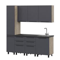 Кухонный гарнитур АРНИКА Этна Дуб Эндгрей/Софт Графит 2140*2000*600 мм