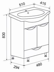 Тумба с раковиной EMMY Милли ящик 50