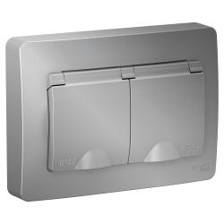 Розетка SYSTEME ELECTRIC Blanca двойная с заземлением алюминий BLNRS441123