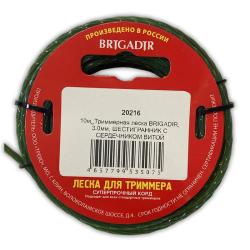 Леска для триммера витой шестигранник с сердечником 3 мм 10 м