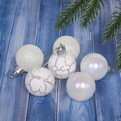 Набор шаров СЕРПАНТИН Микс фактур белый 4 см