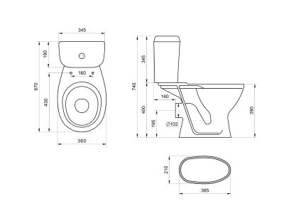 Унитаз-компакт SANTERI Pro 1P2155S0000BF 