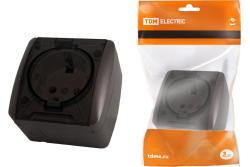 Розетка сетевая TDM Селигер с заземлением шоколад SQ1818-0207