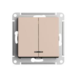Механизм выключателя SYSTEME ELECTRIC Atlas design 2 клавиши с подсветкой песочный ATN0001253