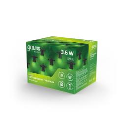 Гирлянда Нить GAUSS 1 режим зеленый 7,7 м