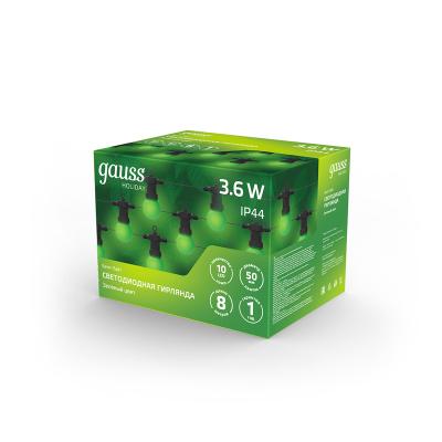 Гирлянда Нить GAUSS 1 режим зеленый 7,7 м