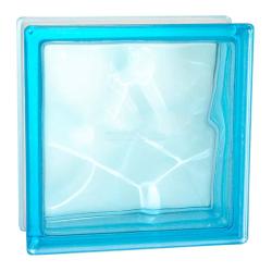Стеклоблок основной GLASS BLOCK Волна окрашенный в массе голубой