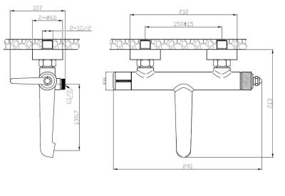 Смеситель для ванны ESKO Bangkok BG54 Смеситель для ванны ESKO Bangkok BG54