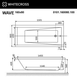 Ванна акриловая WHITECROSS Wave каркас 160 159,5*80 см