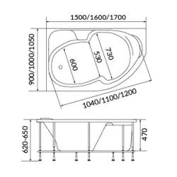 Ванна акриловая OPTIMA Fina L 170*105 см