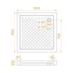 Поддон керамический RGW CR-099 90*90 см