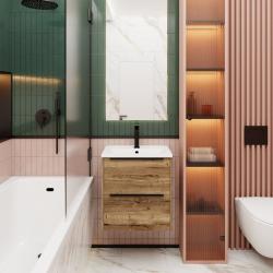 Тумба с раковиной LA FENICE Tesoro 60 дуб Галифакс табак