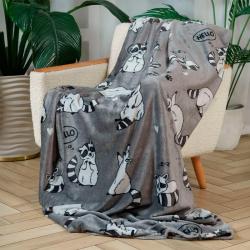 Плед BELEZZA Festival raccoon Еноты Серый 150*200 см