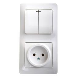 Блок розетка и выключатель SYSTEME ELECTRIC Glossa белый GSL000173
