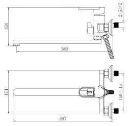 Смеситель для ванны VODA Harbor Black HR31B 