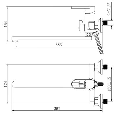 Смеситель для ванны VODA Harbor Black HR31B 