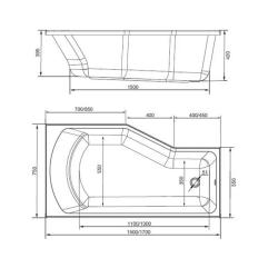 Ванна акриловая OPTIMA Cross L 150*75 см