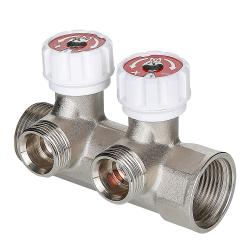 Коллектор латунный VALTEC с регулировочными вентилями 3 выхода 1*3/4" ЕК НР