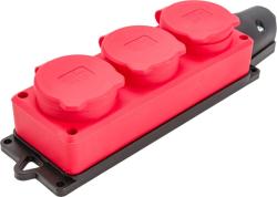 Колодка UNIVERSAL 3 гнезда с крышками с заземлением красный 3073