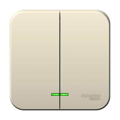 Выключатель SYSTEME ELECTRIC Blanca 2 клавиши с подсветкой молочный BLNVA105112