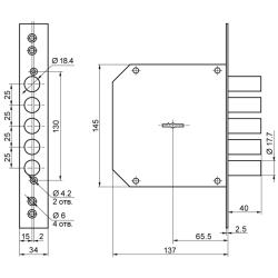 Замок врезной BORDER K 8-6 Хром 072204