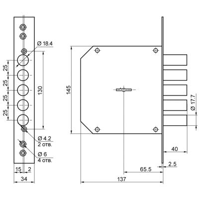 Замок врезной BORDER K 8-6 Хром 072204