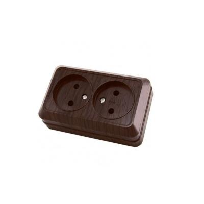 Розетка сетевая TDM Ладога двойная бук SQ1801-0035