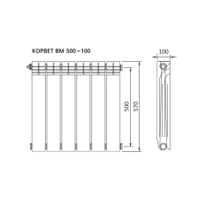 Радиатор биметаллический РУССКИЙ РАДИАТОР BM 500*100 мм 4 секции