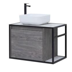 Тумба с раковиной AQUANET Nova Lite Loft 75 L серый, дуб рошелье