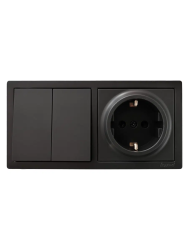 Блок розетка и выключатель LEZARD Leto черный бархат 752-4200-170BKP 