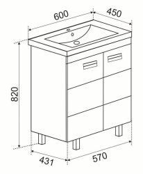 Тумба с раковиной EMMY Монтана 60