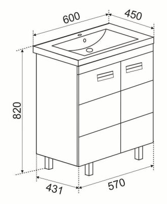Тумба с раковиной EMMY Монтана 60