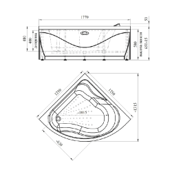 Ванна акриловая RADOMIR Альтея экран 125*125 см