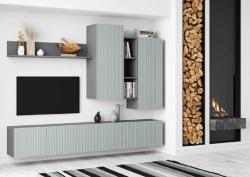 Гостиная СТИЛЬ Сканди НМ-001 Серый Шифер/Грин Грей Софт 2130*350*1800 мм