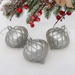 Набор елочных украшений СЕРПАНТИН Юла серебро 8 см