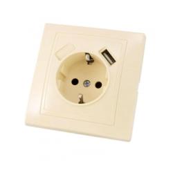 Розетка комбинированная TDM Таймыр с гнездами USB слоновая кость SQ1814-0140