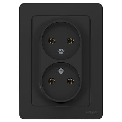 Розетка SYSTEME ELECTRIC Blanca двойная антрацит BLNRS00000026