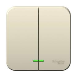 Выключатель SYSTEME ELECTRIC Blanca 2 клавиши с подсветкой бежевый BLNVA105117