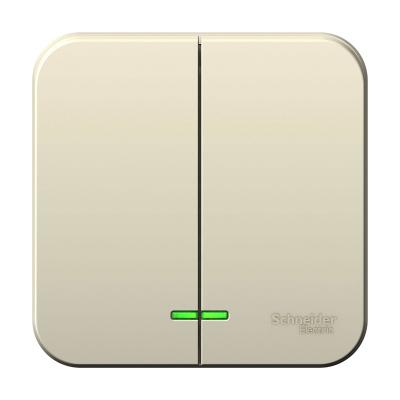 Выключатель SYSTEME ELECTRIC Blanca 2 клавиши с подсветкой бежевый BLNVA105117