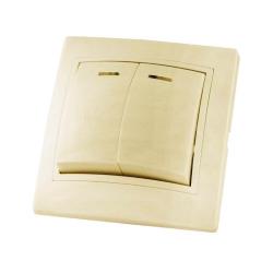 Выключатель TDM Таймыр 2 клавиши с подсветкой слоновая кость SQ1814-0105