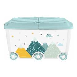 Ящик д/игрушек Горы  на колесах 66,5л, белый /Бытпласт/