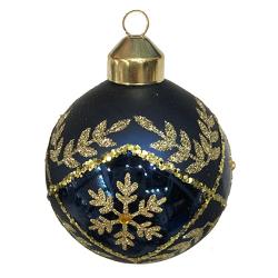 Шар HOLIDAY CLASSICS Аквамарин с золотыми снежинками 80 мм