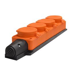 Колодка UNIVERSAL 4 гнезда с крышками с заземлением оранжевый 3035