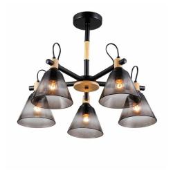 Люстра ЛАЙТ СФЕРА 06781/5 Black+wood Черный, бежевый