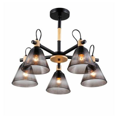 Люстра ЛАЙТ СФЕРА 06781/5 Black+wood Черный, бежевый